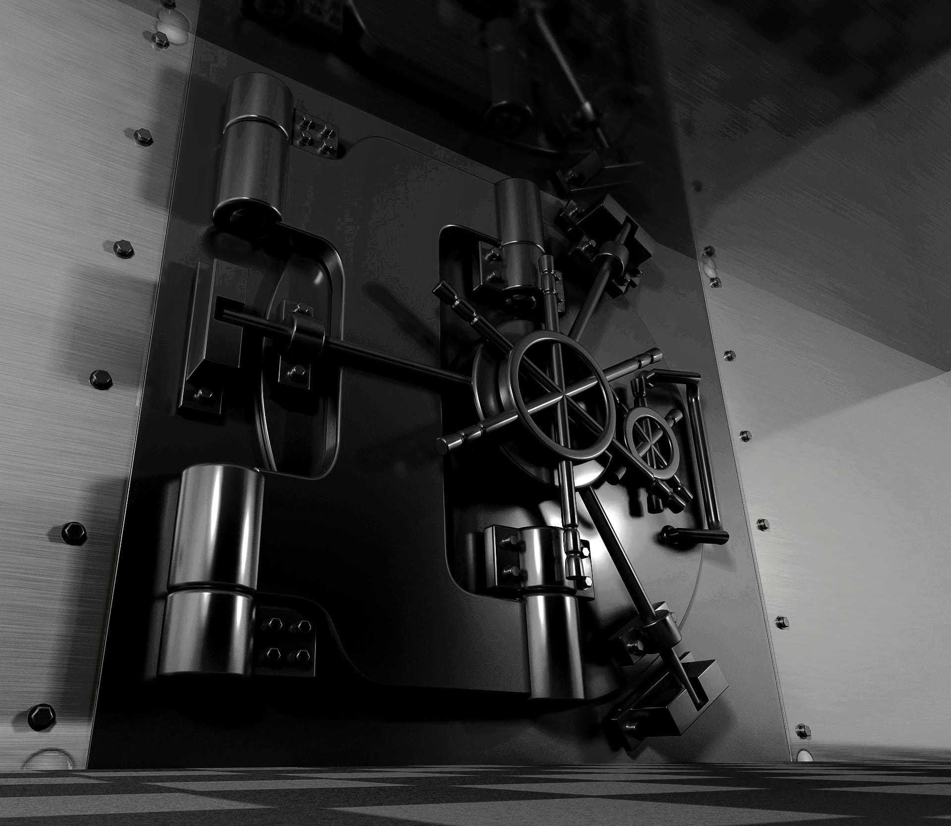 EWIV Geld sicher Europa lagern: Massive Banktresortür mit High-Tech Sicherheitsmechanismus