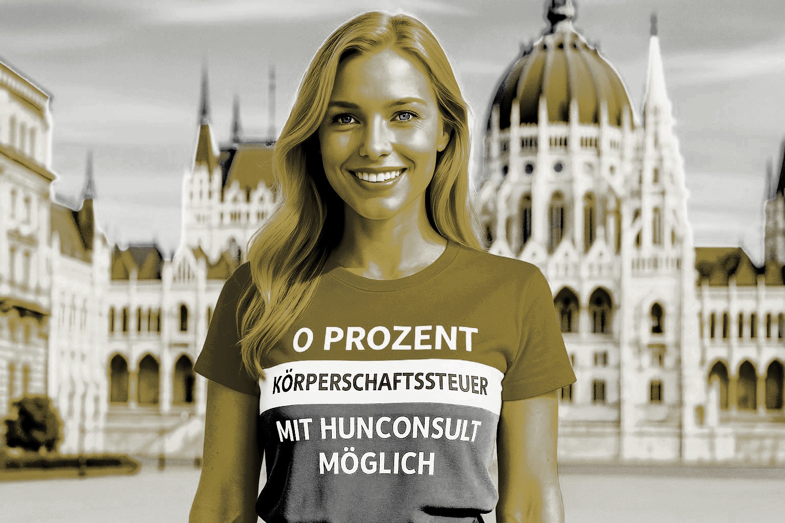 Firma Ungarn gründen HUNCONSULT - Frau Budapest Parlament zeigt 0% Körperschaftssteuer Steueroptimierung