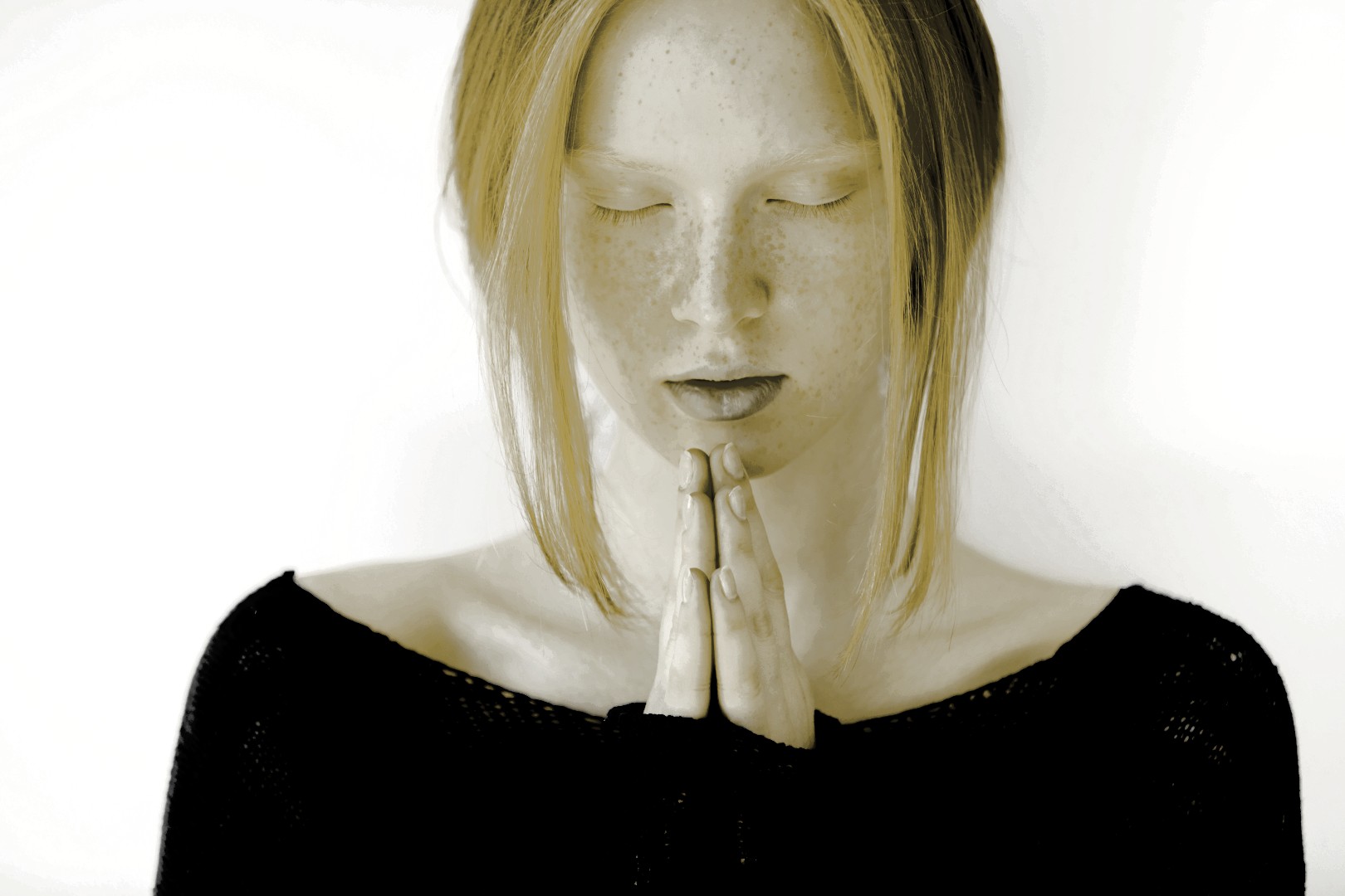Unser Geist 2026: Kollektives Trauma durch Bildschirme Kollektives Trauma durch Bildschirme 2026: Frau in meditativer Haltung sucht inneren Frieden