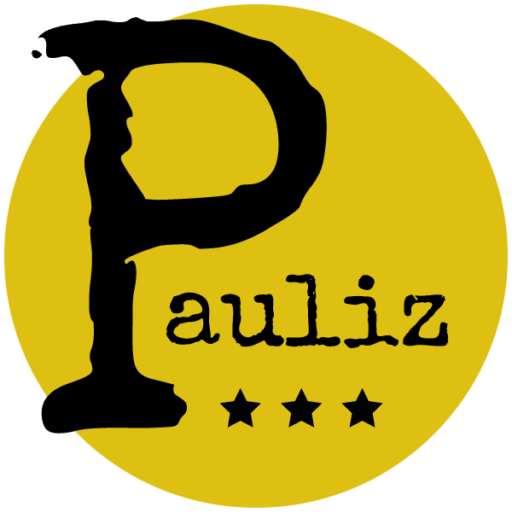 The Pauliz Logo auf gelbem Kreis mit schwarzem P und drei Sternen - Brand der Gen Z Info-Plattform